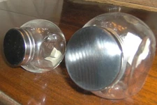 GLASS TILT JARs 2 Sizes Aluminum Lid Cookie Candy Style Jar Storage 3.25" OR 4"