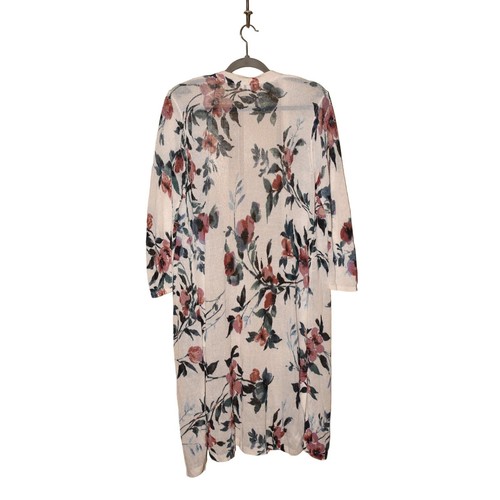 J. JILL $109 Lightweight Linen Open Knit Duster White Floral Print Small - Picture 2 of 4