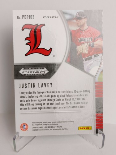 2020 Prizm Draft Picks Base Green #PDP103 Justin Lavey - Louisville Cardinals RC - 第 4/4 張圖片