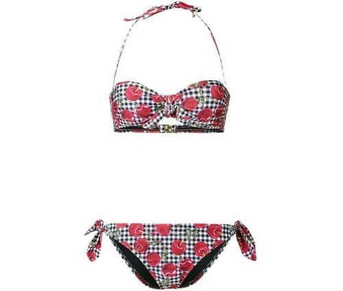 Moschino Women's Red Cherry Check Print Bikini Set Size XS 177177 - Picture 2 of 2
