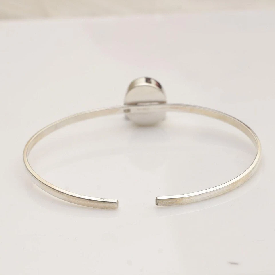 Ruby Corundum Bangle 925 Solid Silver Handmade Women Cuff Bracelet Jewelry #030 - Image 2 of 3