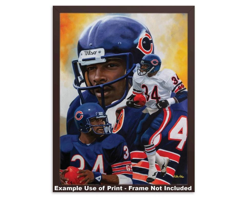 Impresión de arte de pared de fútbol americano de Walter Payton Running Back Chicago Bears NFL 1AM3 Foto 2 de 4