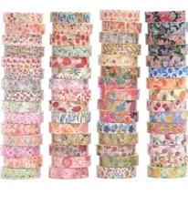 YUBBAEX 60 Rolls Summer Flowers Washi Tape Set Masking Decorative Tapes