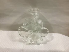 Candlestick Flower Bud Vase Clear Blown Art Collectible