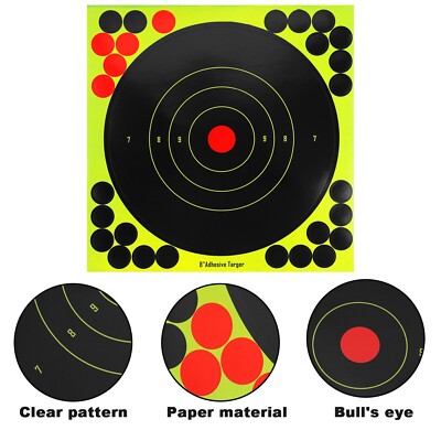 50/100 Pack 8'' Shooting Targets - Reactive Splatter Paper for Rifle/Gun Practice