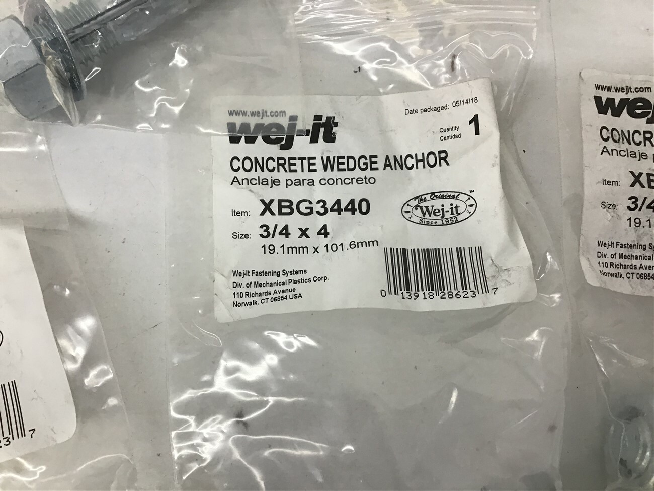 WEJIT XBG3440 Concrete Anchor 3/4" x 4" Lot Of 10 eBay