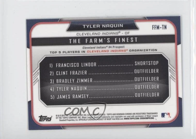 2015 Bowman The Farm's Finest Chrome Mini Shimmer Refractor Tyler Naquin #FFM-TN - Image 2 of 2