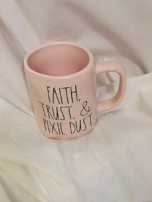 EUC Rae Dunn Artisan Collection Pink Mug  Faith, Trust, And Pixie Dust  Disney