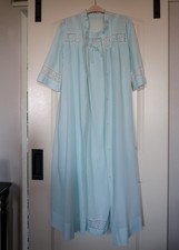 Vintage 70s Gilead 2-piece Peignoir Nightgown Set. Powder blue. Cotton blend. M