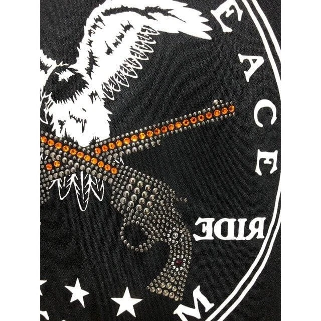 roar Zip Jersey Track Jacket Rhinestone Cross Gun Eagle Black 2 Made in Japan image 4
