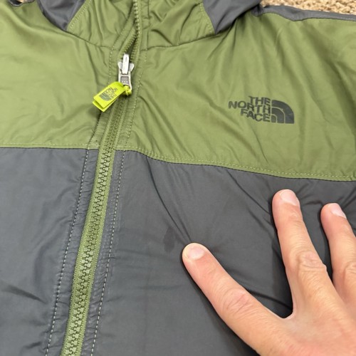 North Face Reversible Jacket Coat Green Cube Pattern Fleece Youth M 10/12 - Picture 3 of 22