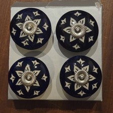 4 PK Ceramic Blue & White Drawer Pull Handle ...