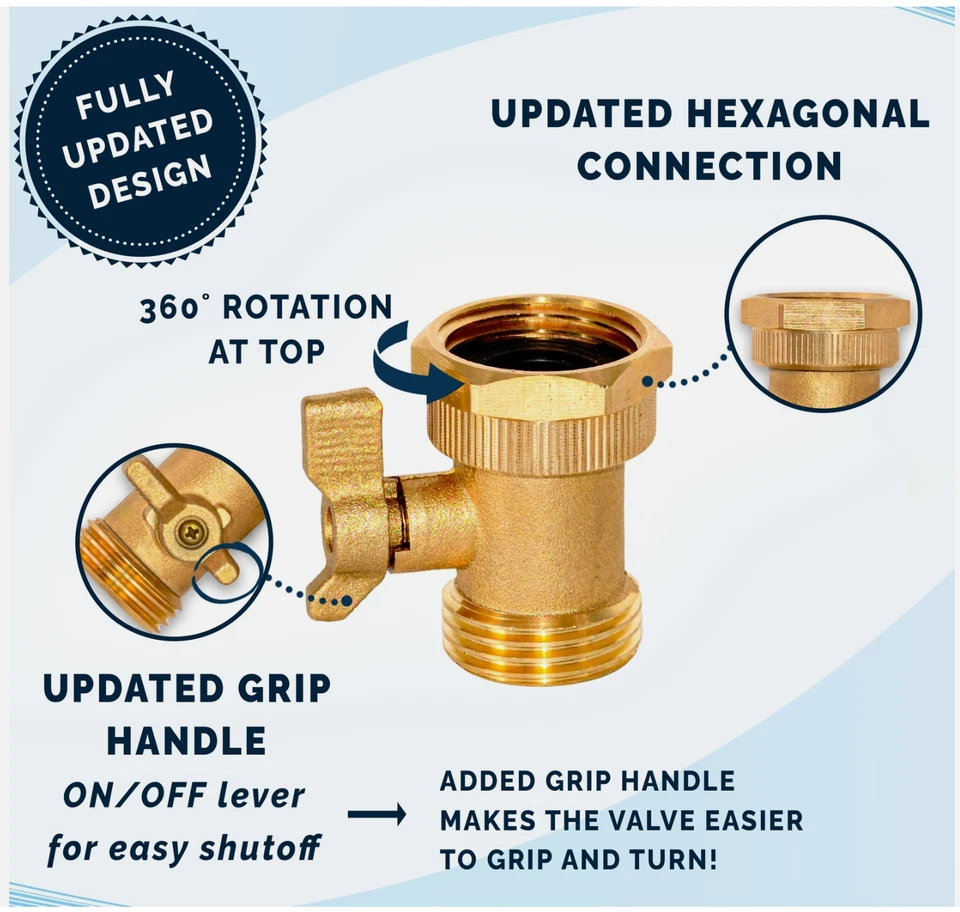 Válvula de cierre conector de manguera de jardín de latón resistente Morvat, paquete de 2 Foto 3 de 4