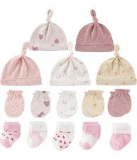 Baby Hat, Mittens, Socks Set Newborn Baby Hats Caps for Baby Girls 0-6 Month