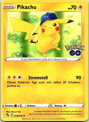 Pikachu (28) Holo Rare Pokemon GO 028/078 NM Deutsch Pokemon Karte