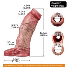Open-ended Penis Sleeve Sheath Ultra Realistic Man Silicone Extender Enlarge XL