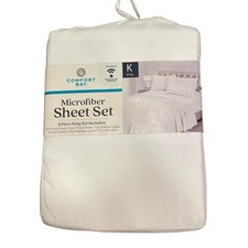 Comfort Bay Microfiber Luxuriously Soft 4pc King Sheet Set White 17 Deep Pocket