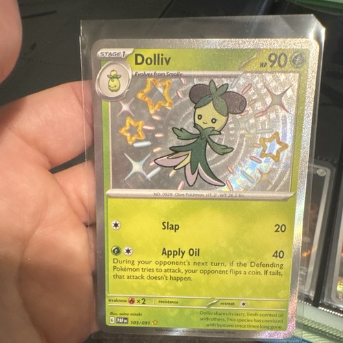Pokemon TCG Dolliv 103/091 SV: Paldean Fates English 90 HP Shiny Rare Holo