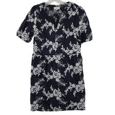 LOFT Outlet Dress Womens Medium Floral Embroidered Short Sleeve Spring Casual