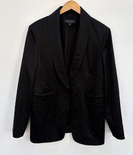 St John Jacket 12 Black Tux Style Blazer Wool Blend