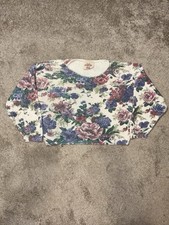 Vintage 80s Made in USA Women’s Cropped Floral Cardigan Sweater Size Large