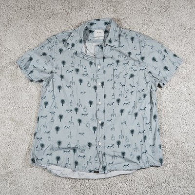 Billy Reid Tuscumbia Button Shirt Southwest Mezcal Motel Blue Mens Size Large 