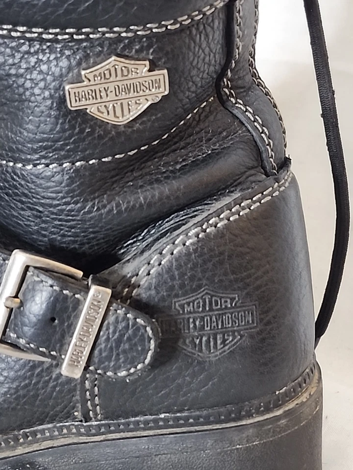 Botas de motociclista Harley Davidson 85280 de cuero negras al tobillo para mujer talla 6 Foto 4 de 4
