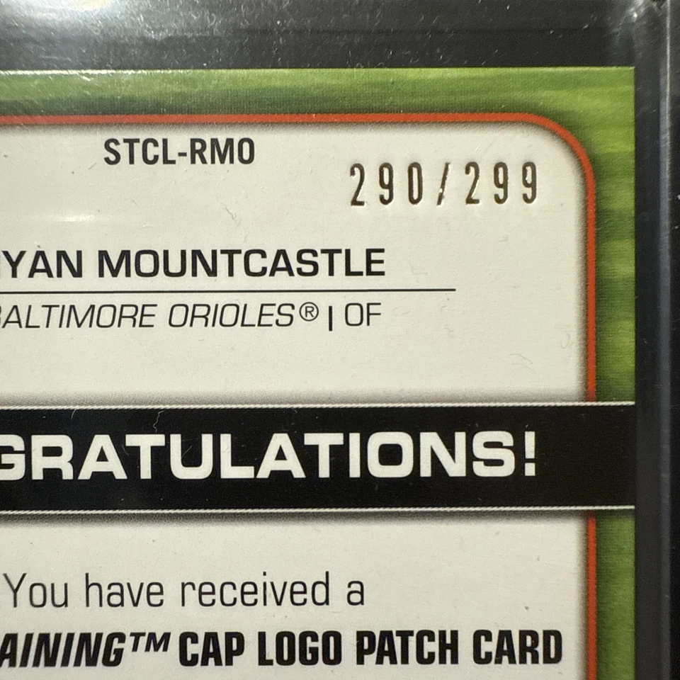 Ryan Mountcastle RC 2021 Topps RC Cap Logo Patch Black Parallel  #/299 Orioles - Image 3 of 4