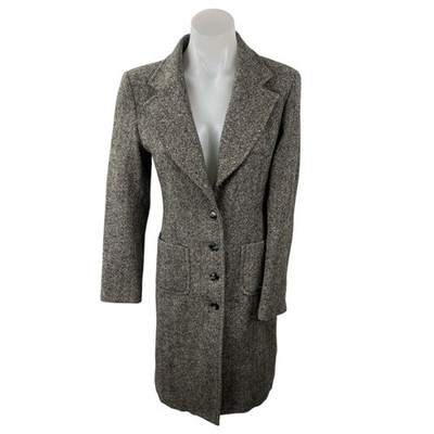 Veva Medem 100% Wool Gray Long Sleeve Notch Collar Blazer Over Coat Jacket Sz 38