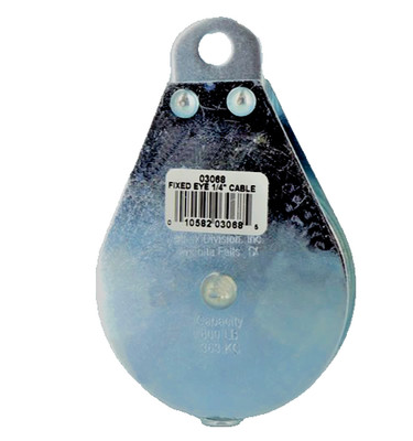 03068 Block Division 3'' Fixed Eye Pulley Block for 1/4'' Wire Rope 640# Capacity