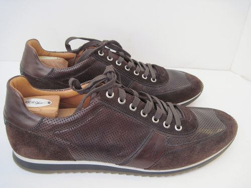 Magnanni braune perforierte Leder Wildleder Sneaker Schuhe Größe 13 M 15746