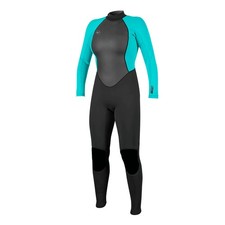 Women s Wetsuit Reactor 2 3/2mm Back Zip Full Black Light Aqua 4 O Neill ONeill