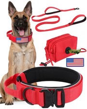 Dog Collar and Leash Set, 6-8 FT Bungee Dog Leash, Heavy Duty 2 in Wide Collar f