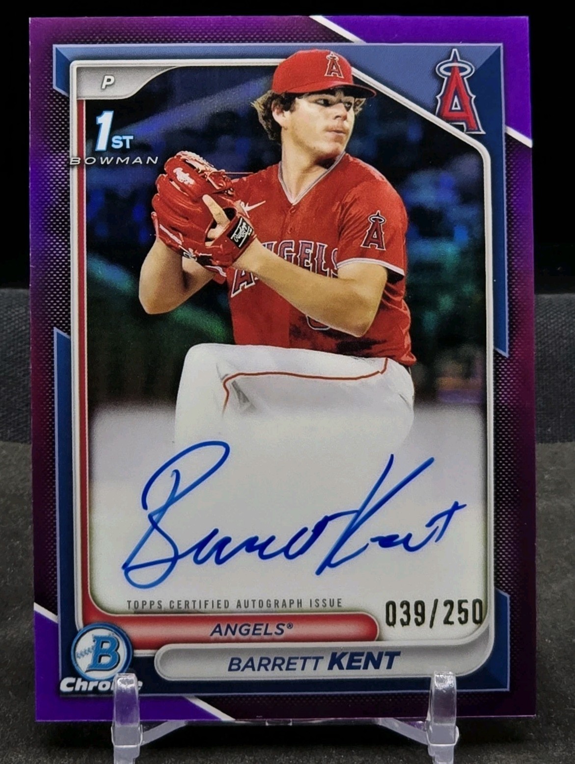 BARRETT KENT 2024 Bowman Chrome 1st PURPLE REFRACTOR AUTO SN# 39/250 #CPA-BK