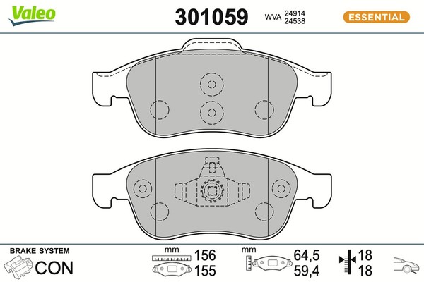 Valeo Bremsbelagsatz Scheibenbremse Essential 301059 FüR Dacia Renault Nissan 3-image