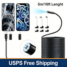 16.4ft Endoscope Camera with Light,1920P HD Borescope Camera with 8 LED Lights,A
