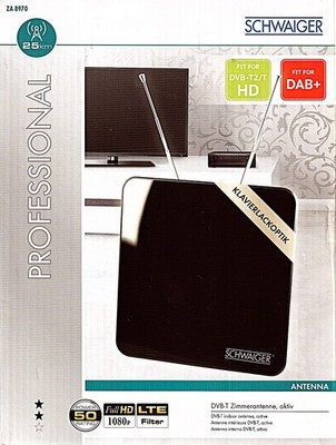 Schwaiger ZA8970 DVB-T2 /T HD Zimmerantenne (Aktiv) Schwarz Klavierlackoptik