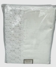 NEW GoodGram Ultra Luxurious Textured Macrame Trim Fabric Oblong Tablecloth