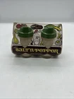Vintage federal housewares salt and pepper shakers Glass Green Tops New In Pkg