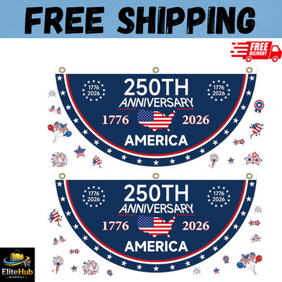 AMERICA 250TH BIRTHDAY BUNTING FLAG, 1776-2026 COMMEMORATIVE PATRIOTIC BANNER, 2