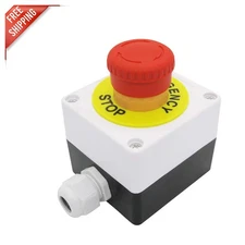 22mm Push Button Emergency Stop Switch - Latching Action, 600V, 4 Terminals