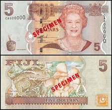 Fiji 5 Dollars, 2007 ND, P-110s1, UNC, Specimen