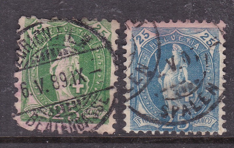 SWITZERLAND^^^1882 x2 used   HELVETIAS  CLASSIC( perfect cxl) @dco4117sw17
