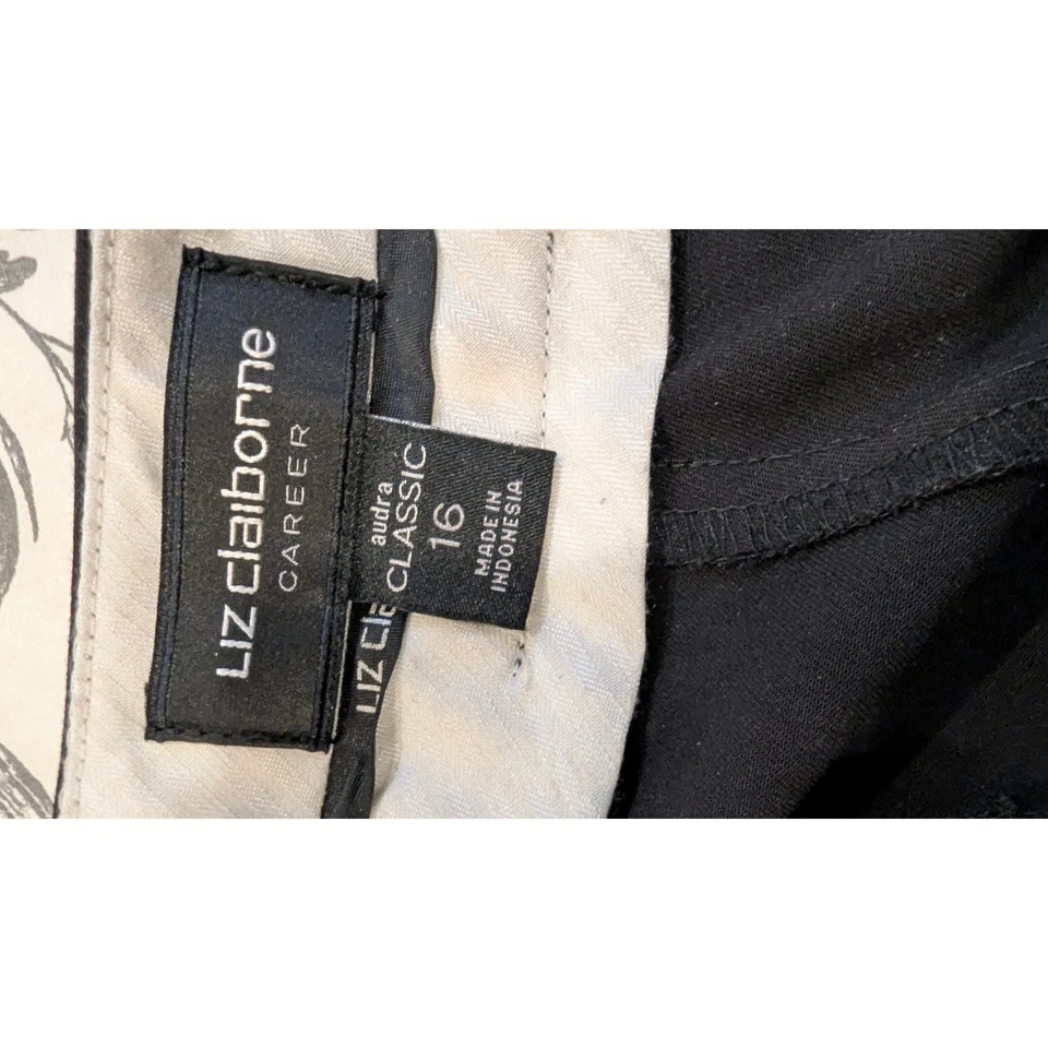 Pantalones clásicos Liz Claiborne Career negros Audra talla 16 pantalones a medida Foto 3 de 4