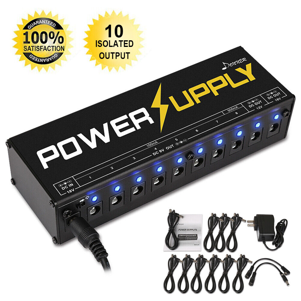 Donner Sale price 10 Isolated Output 9V 12V Pedal and Guitar Max 54% OFF Pow Effect 18V
