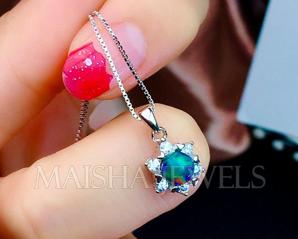 Серьги-кольца женские октябрьский камень серебро 925 пробы натуральный черный опал - Изображение 3 из 4