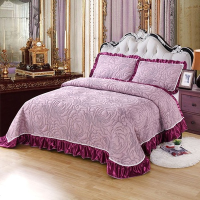 Luxury  Knitted Cotton Ruffle Bedspread Coverlet Double Bed Cover Set  Bed Linen