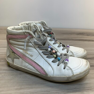 Golden Goose Slide High Top Private Edition Womens 35 US White Pink  Silver