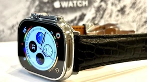 49MM Apple Watch ULTRA 4 Titanium Polished Custom with Black Croc Band GPS LTE