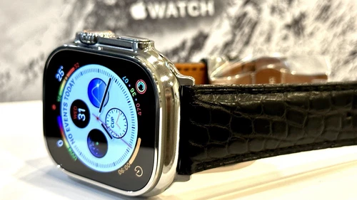 Apple Watch Ultra 2 49Mm Gps Cellular Titanium 49MM Apple Watch ULTRA 4 Titanium Polished Custom with Black Croc Band GPS LTE